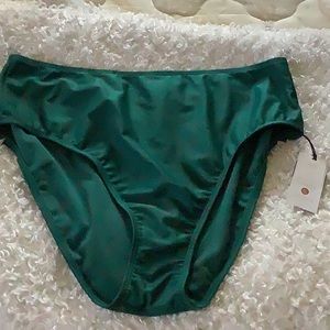 Shade & Shore NWT Green Swim Bottoms Size large hi waisted medium seat c…